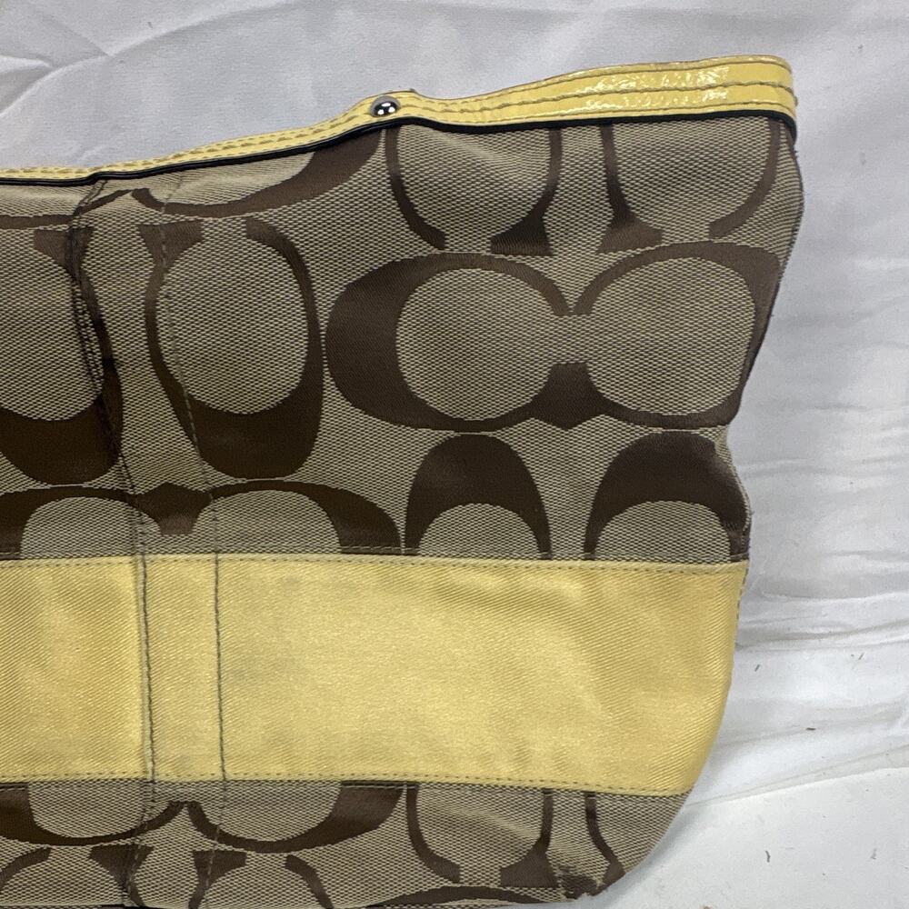 Coach Signature Zip-Top Satchel Handbag Brown/Beige Yellow A1076-F13548 W/wallet - Picture 13 of 16